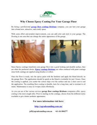 Why Choose Epoxy Coating for Your Garage Floor