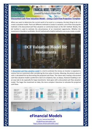 Discounted Cash Flow Valuation Model – Using a Cash Flow Projection Template