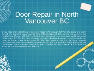 Professional Door Repair Service in North Vancouver BC