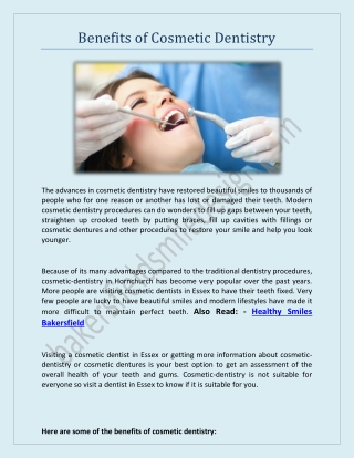 Benefits of Cosmetic Dentistry