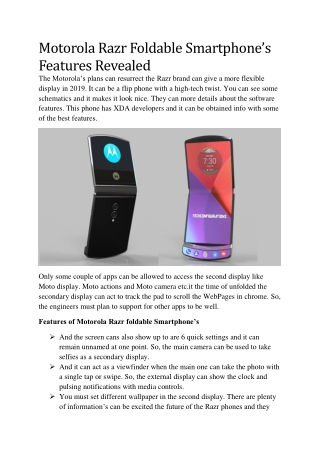 Motorola Razr Foldable Smartphone’s Features Revealed