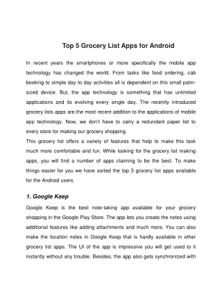 Top 5 Grocery List Apps for Android