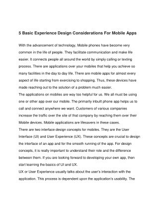 5 Basic Experience Design Considerations For Mobile Apps