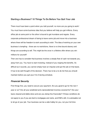 Starting a Business? 10 Things To Do Before You Quit Your Job.