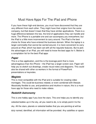 Must Have Apps For The iPad and iPhone