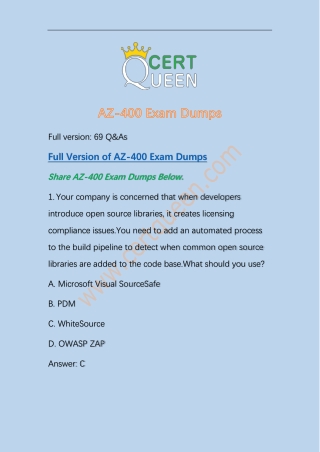 2019 CertQueen Microsoft AZ-400 Exam Dumps