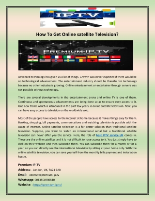 How To Get Online satellite Television?