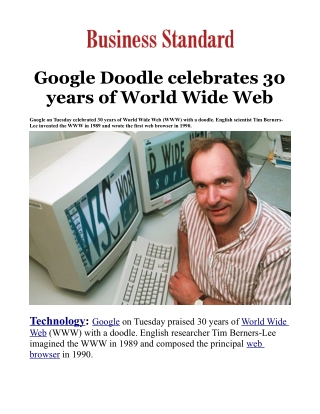 Google Doodle celebrates 30 years of World Wide Web