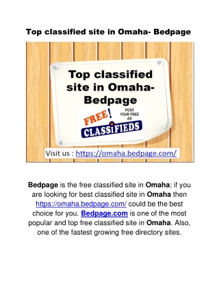 Top classified site in Omaha- Bedpage