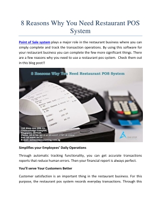 8 Reasons Why You Need Restaurant POS System