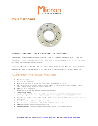 RAISED FACE FLANGES
