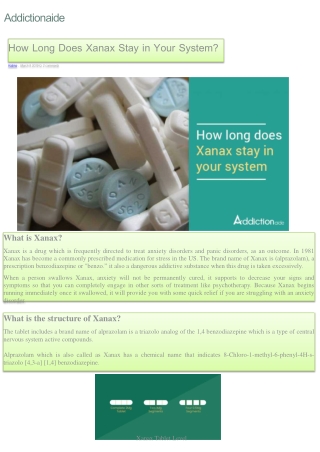 How Long Does Xanax Stay in Your System