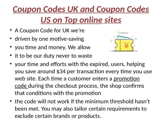 Coupon Codes UK and Coupon Codes US on Top online sites