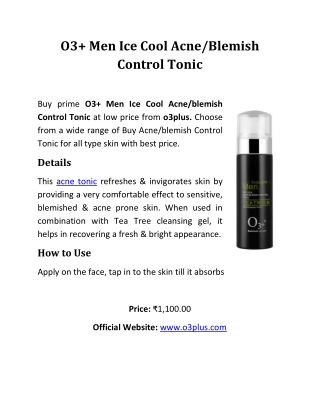 Buy O3 Men Acne/blemish Control Tonic Online