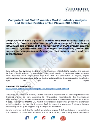 Computational Fluid Dynamics Market Industry Analysis and Detailed Profiles of Top Players 2018-2026