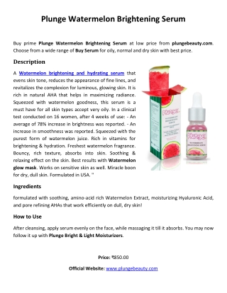 Plunge Watermelon Brightening Serum