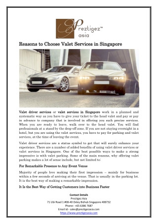 Reasons to Choose Valet Services in Singapore