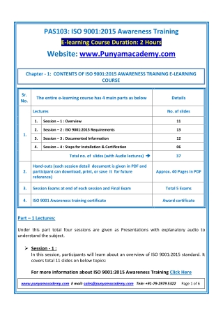 Online training course on ISO 9001 awareness