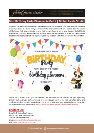 Best Birthday Party Planners in Delhi-Global Fiesta Studio