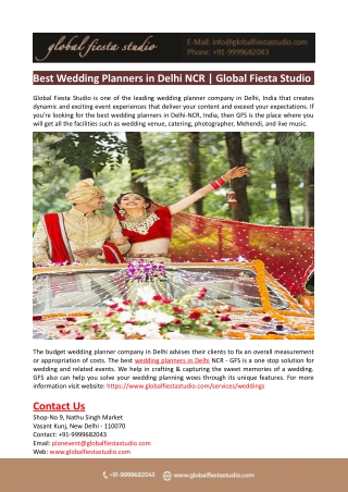 Best Wedding Planners in Delhi NCR-Global Fiesta Studio