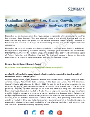 Biosimilars Market Necessity And Demand 2018 to 2026