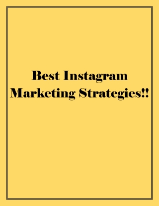 Best Instagram Marketing Strategies!!