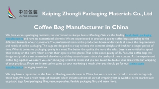 Best Coffee Bag Manufacturer in China