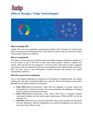 What is Google APIs & its Importance for Business? | Tudip