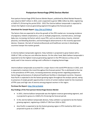 Postpartum Hemorrhage (PPH) Devices Market