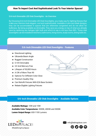 5/6-Inch Dimmable LED Disk Downlights - An Overview