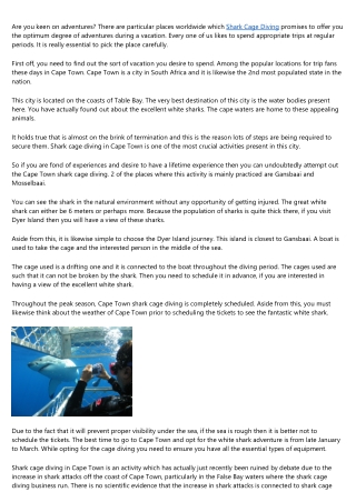 Shark Cage Diving in Cape Town, It's Simply a Frightening Swim Really