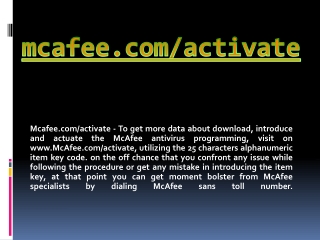 MCAFEE.COM/ACTIVATE- MCAFEE ANTIVIRUS ACTIVATION FOR COMPUTER