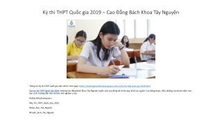 Kỳ thi THPT Quốc gia 2019 – Cao Đẳng Bách Khoa Tây Nguyên