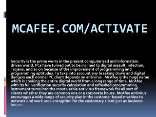 McAfee.com/Activate McAfee Antivirus For PC