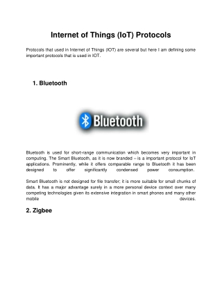 Internet of Things (IoT) Protocols