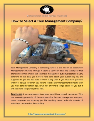 How To Select A Tour Management Company?