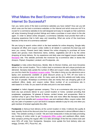What Makes the Best E-commerce Websites on the Internet So Successful?