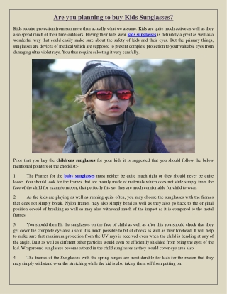 Are you planning to buy Kids Sunglasses?
