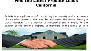 Find the Latest Probate Leads California