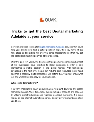 Tricks to get the best Digital marketing Adelaide at your service