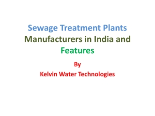 Sewage Treatment Plant Manufacturer in India