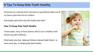 9 Tips To Keep Kids Teeth Healthy