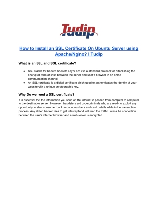 How to Install a SSL Certificate On Ubuntu Server using Apache/Nginx I Tudip