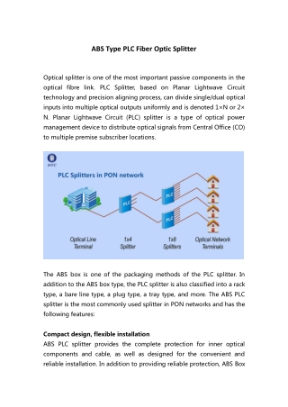 ABS Type PLC Fiber Optic Splitter - HYC