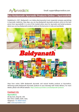 Buy Baidyanath Ayurvedic Products Online-AyurvedicRx