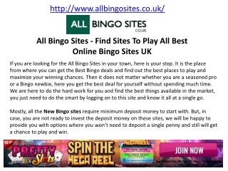 All Bingo Sites - Find Sites To Play All Best Online Bingo Sites UK