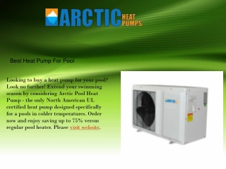 Best Quality Heat Pump For Pool