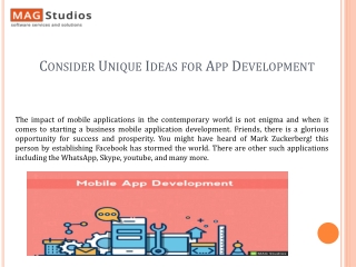Consider Unique Ideas for App Development