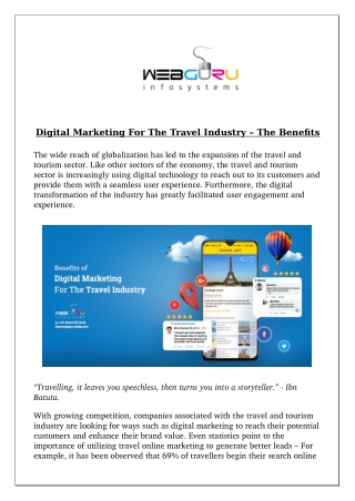 Digital Marketing For The Travel Industry – The Benefits