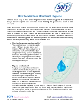 How to Maintain Menstrual Hygiene